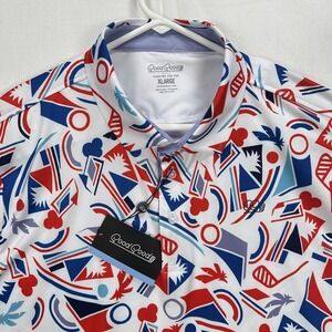 Good Good Proud & True Polo Shirt Mens XL Multicolor Golf Graphic Stretch NWT